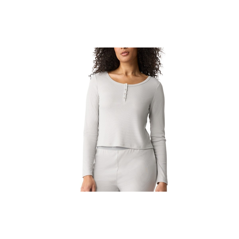 GAP GapBody Women's Long-Sleeve Rib Pajama Top Gray Size S 1480